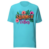 Summer Vibes Beach Floral - Unisex T-Shirt - Turquoise Blue